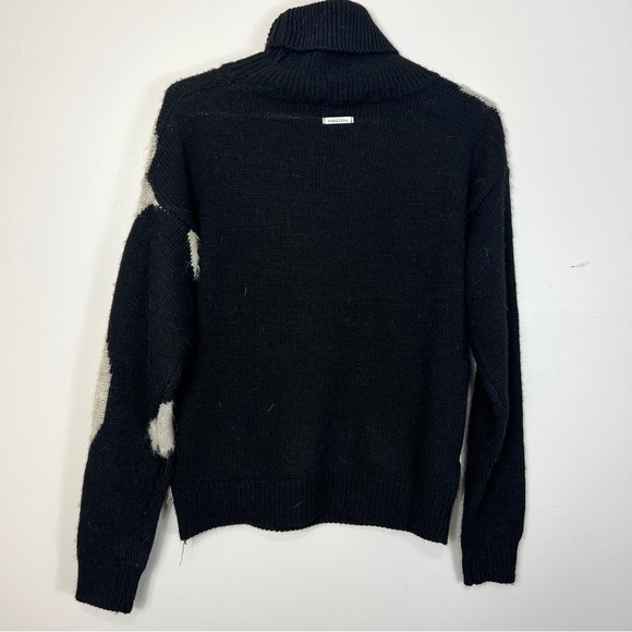 Humility Black & Cream Abstract Alpaca Wool Blend Turtleneck Sweater Women S - Picture 12 of 14